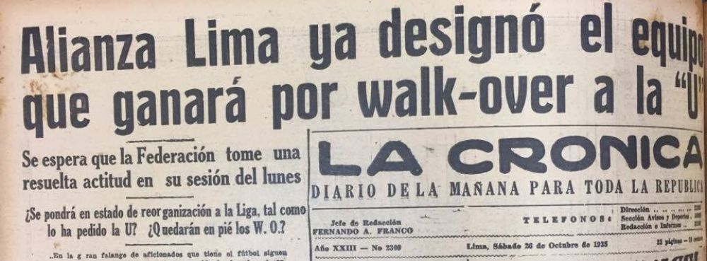 Alianza Lima 2 – Universitario 0&nbsp;(W.O)